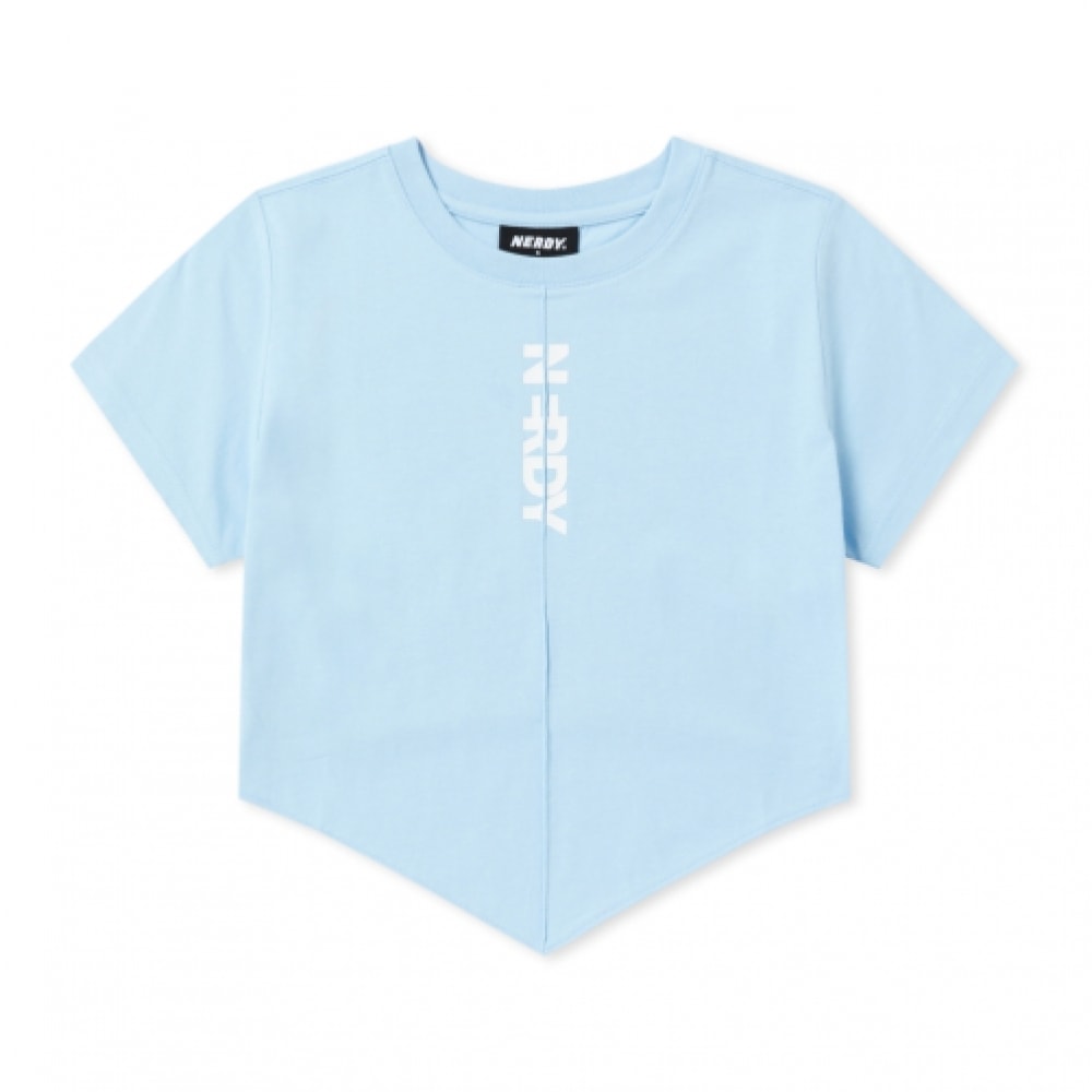 NERDY 女性用スカーフポイントクロップ半袖 T シャツスカイブルー