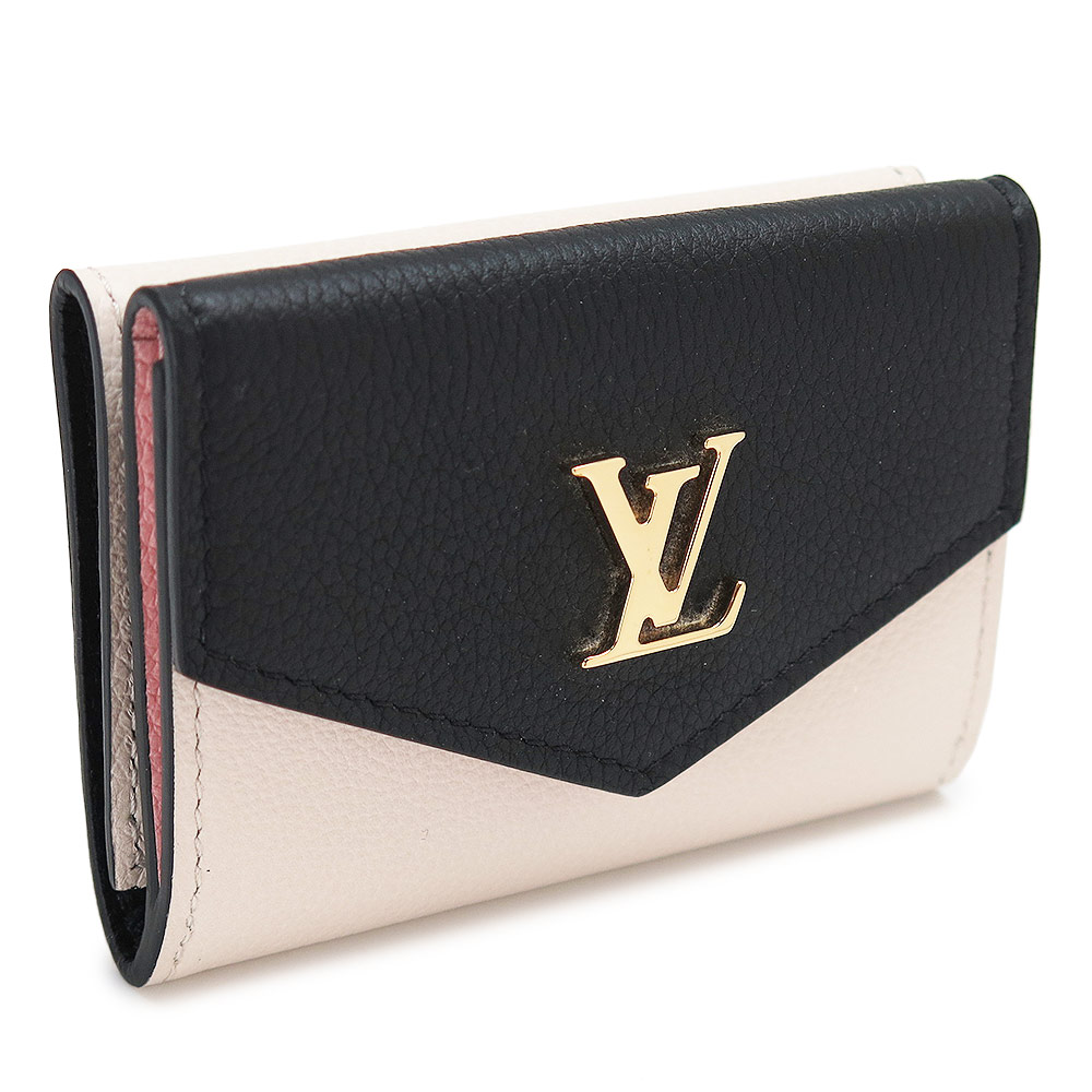 訳あり 折財布 レディース ポルトフォイユ・ロックミニ 三つ折り財布 コンパクト財布 ミニ財布 レザー ブラック＋ベージュ＋ピンク M80984 69,575円