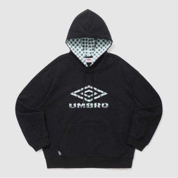 フードティー KQF UQ111CHD21-BLK HBL ブリティッシュカジュアルチェックフードTシャツ / BLACK