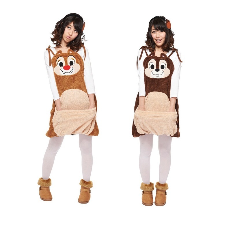 コスプレ 仮装 [2種類セット] 大人用サロペットチップ・デール 【 余興 ハロウィン 公式 レディース 女性用 正規ライセンス品 ディズニー コスチューム 衣装 パーティーグッズ 】