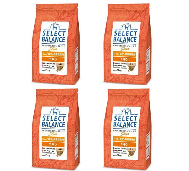 セレクトバランス スリム チキン 小粒 成犬の体重管理用 3kg 4個セット