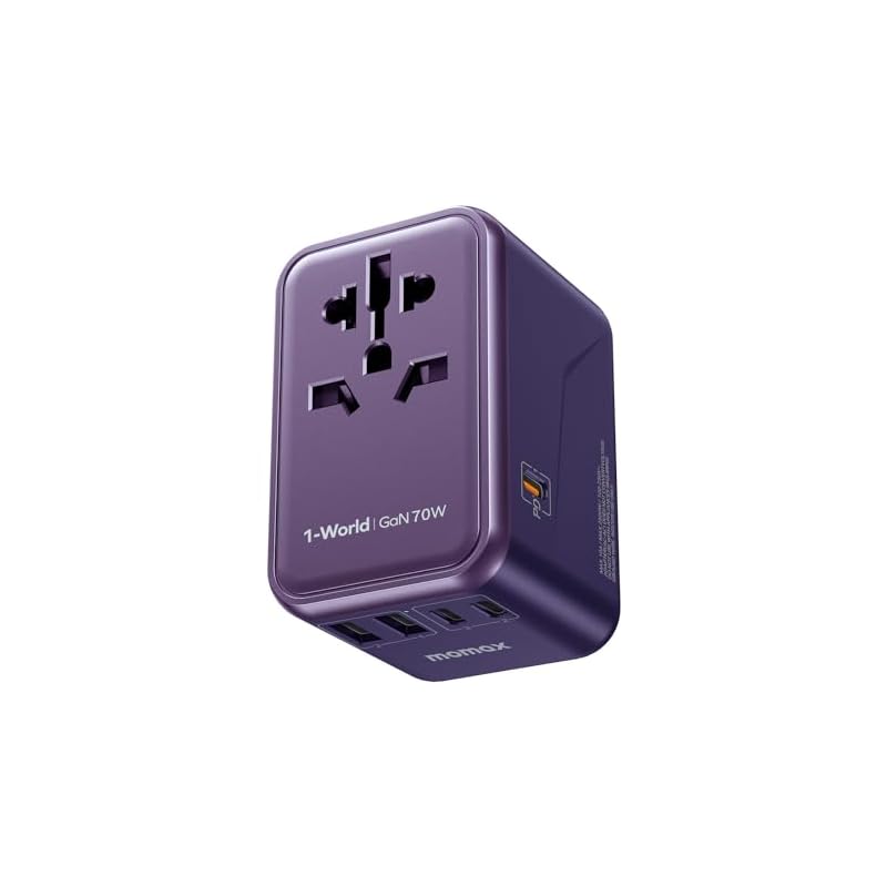 MOMAX 変換プラグ PD 70W GaN 急速充電 海外旅行用電源変換プラグ 6台同時充電 3*USB-C PD & 2*USB-A QC &1*ACコンセント 海外用コンセント C/BF/O/A