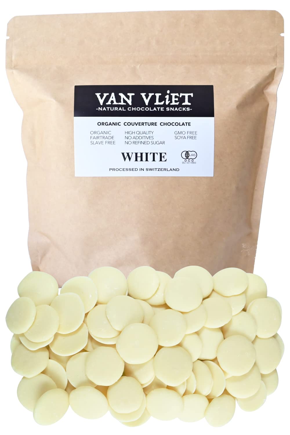 オーガニッククーベルチュールチョコレート スイス産 日本初有機JAS 無添加 ホワイトチョコ500g VAN VLiET