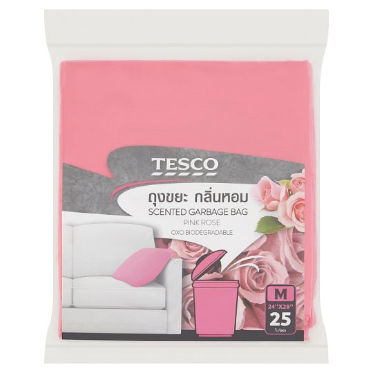 Tesco Scented Garbage Bag Pink Rose M 24