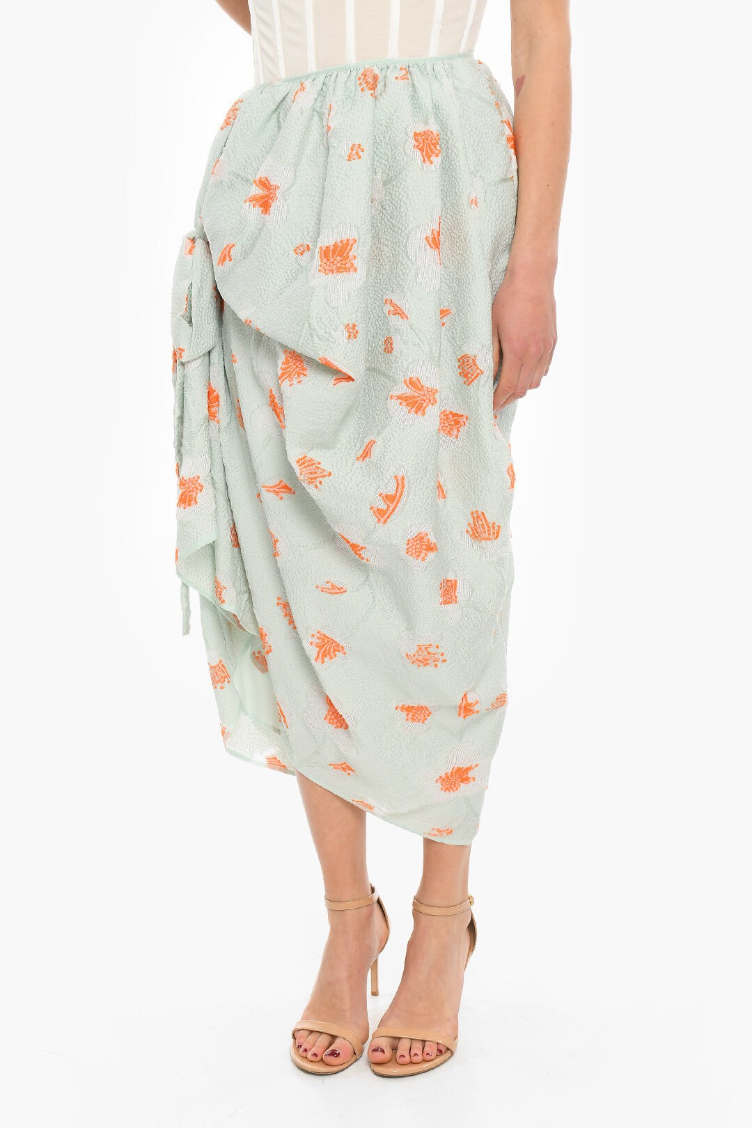 01 22 RTW0264 FUMIE SKIRT/MINT GREEN VIBRANT ORANGE 春夏2020 スカート レディース dk