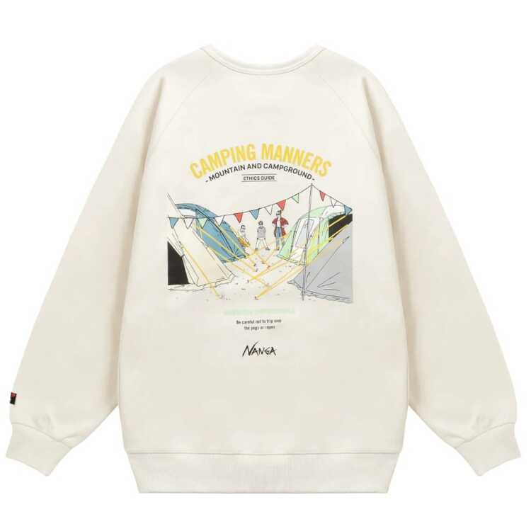 エコハイブリッド キャンピングマナー ペグ＆ロープ スウェットシャツ（メンズ） M ホワイト #N0000151-WHT