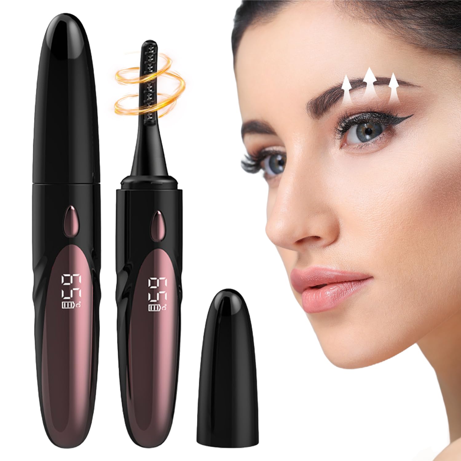 ホットアイラッシュカーラー2025年新充電式加熱アイラッシュカーラー電動アイラッシュカーラーアップグレード2イン1電動アイラッシュカーラーミニUSB充電式ファイナライズアイラッシュツール(ブラック