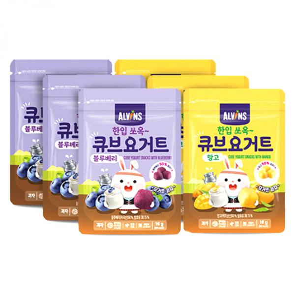 エルビンズ 一口すーっとキューブヨーグルト菓子 6p Aセット 엘빈즈 한입 쏘옥 큐브 요거트 과자 6p A세트