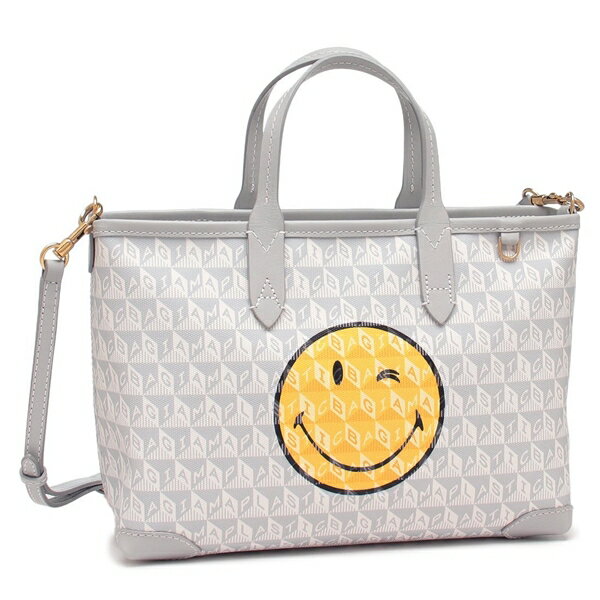 ハンドバッグ ショルダーバッグ ウィンク ジップトート グレー イエロー レディース ANYA HINDMARCH 5050925205337