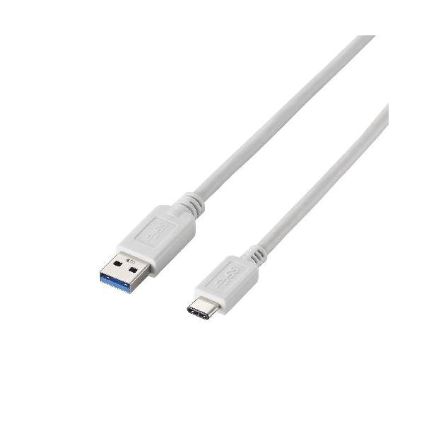 (まとめ)エレコム USB3.1ケーブル(A-TypeC) USB3-APAC10WH(×2セット)