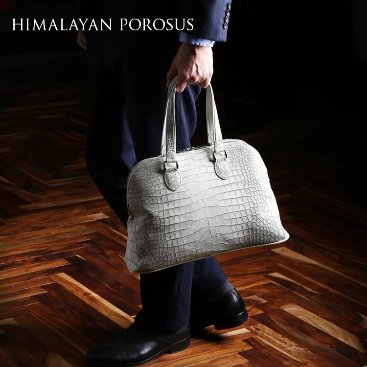 ヒマラヤポロサス日本製メンズハンドバッグセンター取りJRAスモールクロコダイル『クロ 165,000円