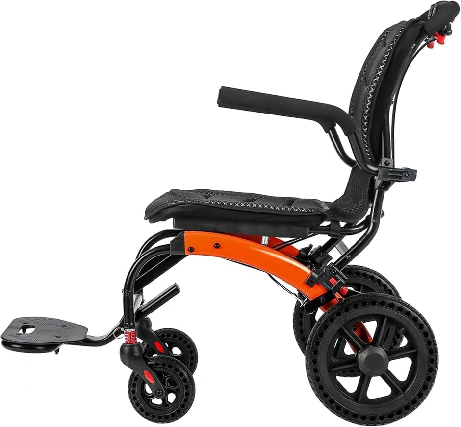 車椅子 軽量車椅子 介助用車いす アルミ製 折りたたみ式 軽量コンパクト車椅子 衝撃吸収性 透気性 介助ブレーキ付き 調節可能 MDM(黒色)