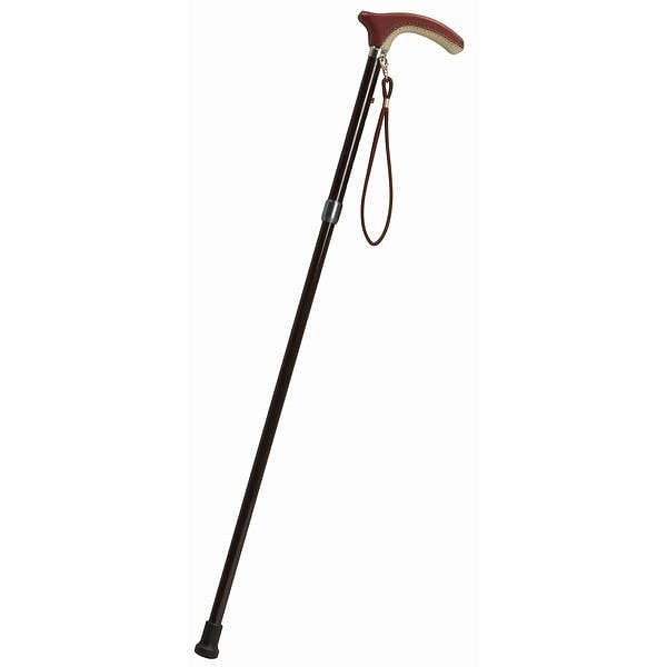 軽量カーボン/高級革巻きステッキ KSAB-LG2101C-クロスレッド