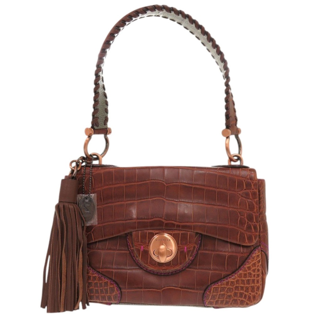 新品同様 チビナイル emma エマ タッセル ハンドバッグ クロコダイル ブラウン 1843【中古】CIVINILE レディース