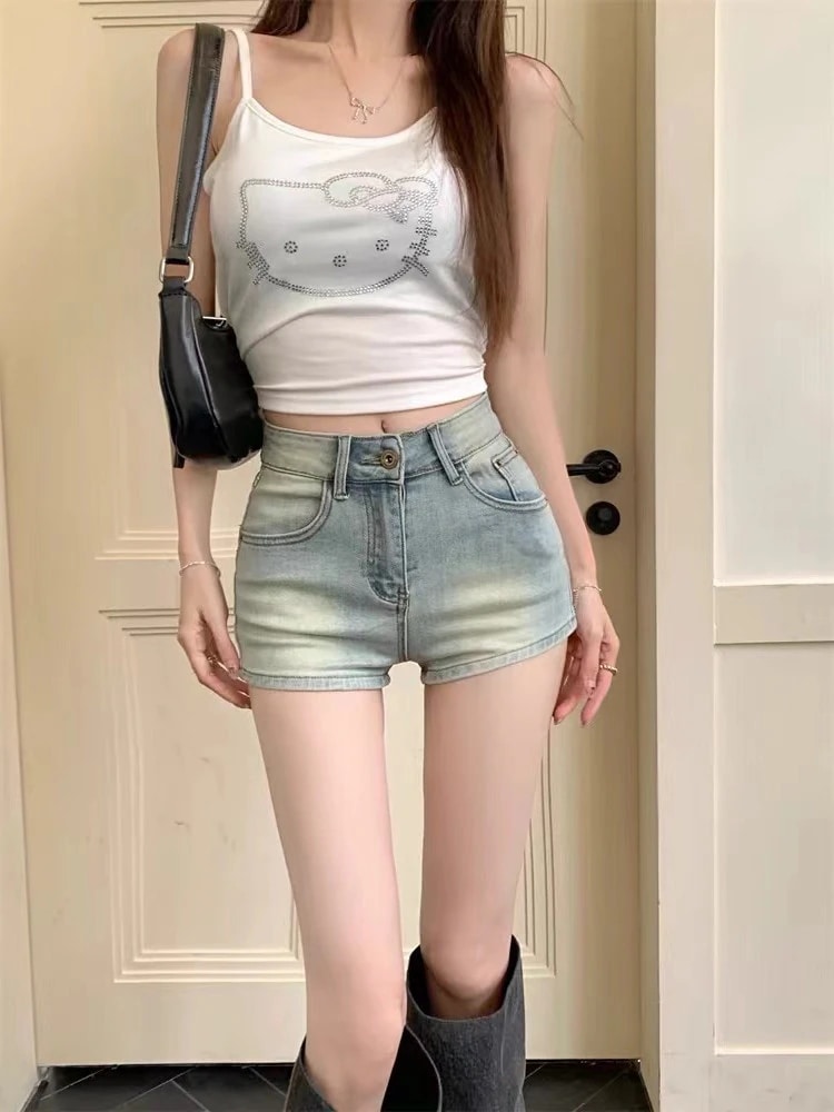 [新作限定]パンツ ショートパンツ ホットパンツ ジーンズ レディース 夏 新作 ハイウエスト ストレートパンツ ショートパンツ