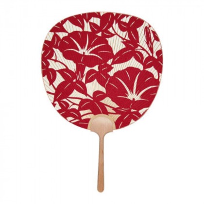 日本製(MADE IN JAPAN) うちわ 夕顔 (赤) 片面透かし 1167