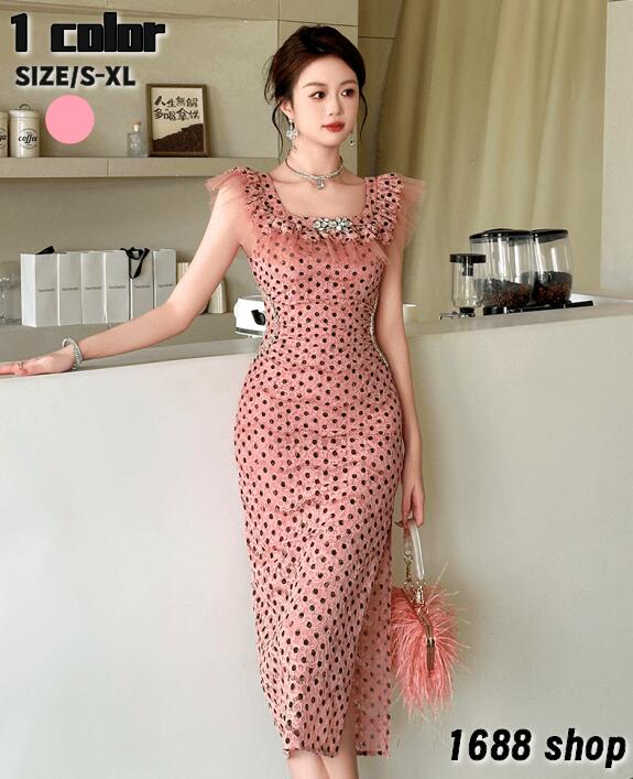 超人気 2025 タイトワンピース 姫系ワンピース　花柄　ワンピース インポート ひざ丈 ミドル丈 エレガント　韓国ファッション シンプル Vネック パーティドレス ノースリープ　お嬢様 セクシー ミ