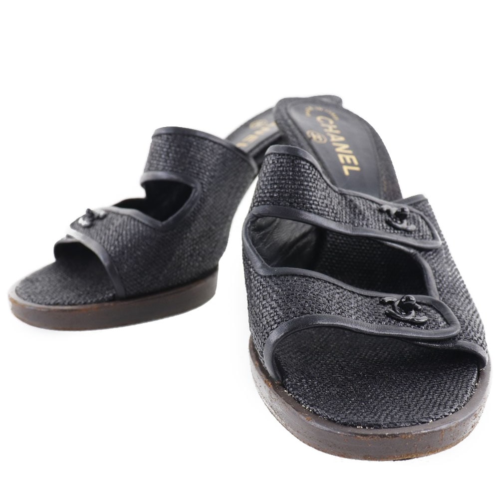 ココマーク ターンロック ダブルベルト ミュール レザー 黒 レディース 中古品 21,158円