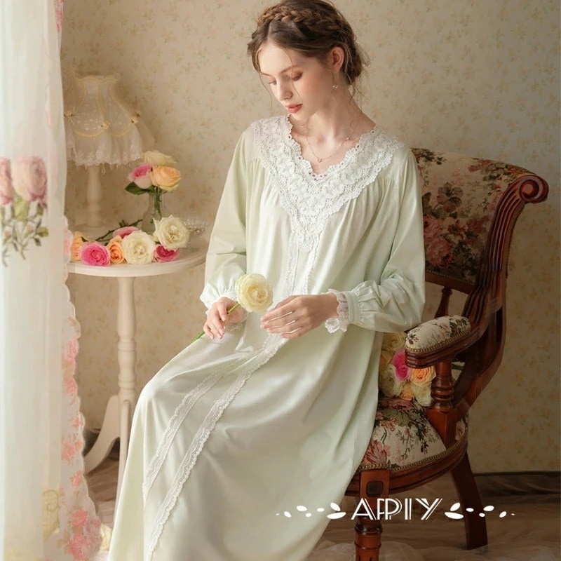 新品限時!優!惠!A286パジャマ ネグリジェ レディース ワンピース ルームウェア セクシー おしゃれシースルー レース付き 春秋冬 寝巻き 部屋着 柔らかい 可愛い 姫系 ナイトドレス バレンタ