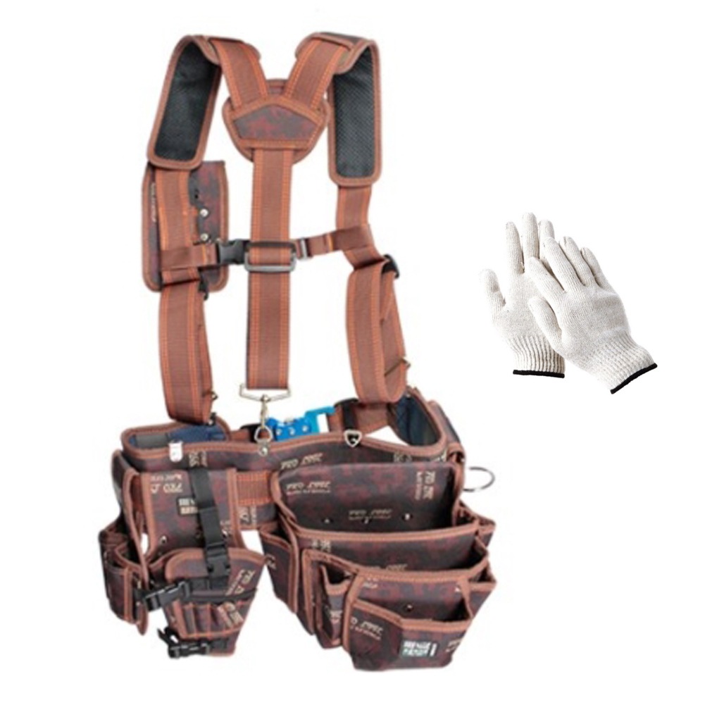 DY BL-SET ライトWTマルチツールホルダーサスペンダー+ドリルホルスター+マルチツールホルスター+ワイド幅ベルト+ミニハンマーラック+ネイルポケット+携帯ポケット+作業用手袋[並行輸入品]