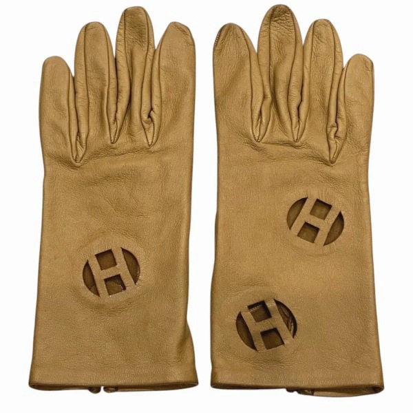 エルメス Hロゴ パンチング レザー グローブ ブランド小物 手袋 レディース 【中古】