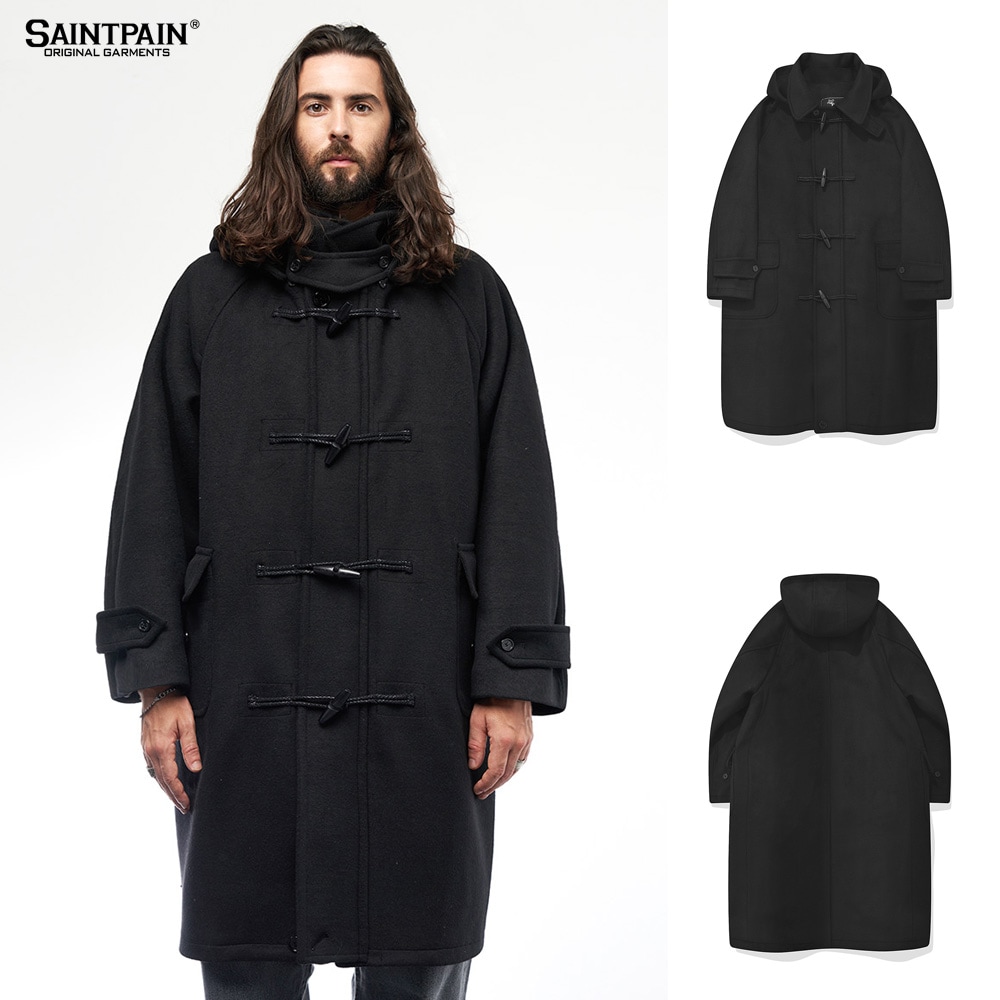 SP OVER FIT WOOL DUFFLE COAT-BLACK