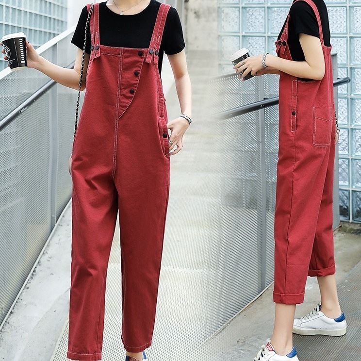 2色 オーバーオール サロペット パンツ ズボン デニム ストレートパンツ カジュアル