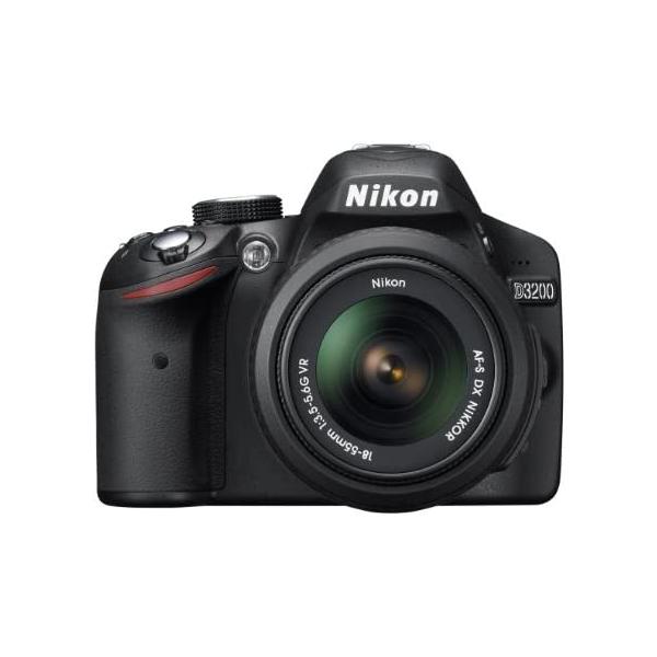 【中古】Nikon D3200 24.2 MP CMOS デジタル一眼レフ 18-55mm f/3.5-5.6 オートフォーカス-S DX VR NIKKOR ズームレンズ (ブラック) (旧モデル)