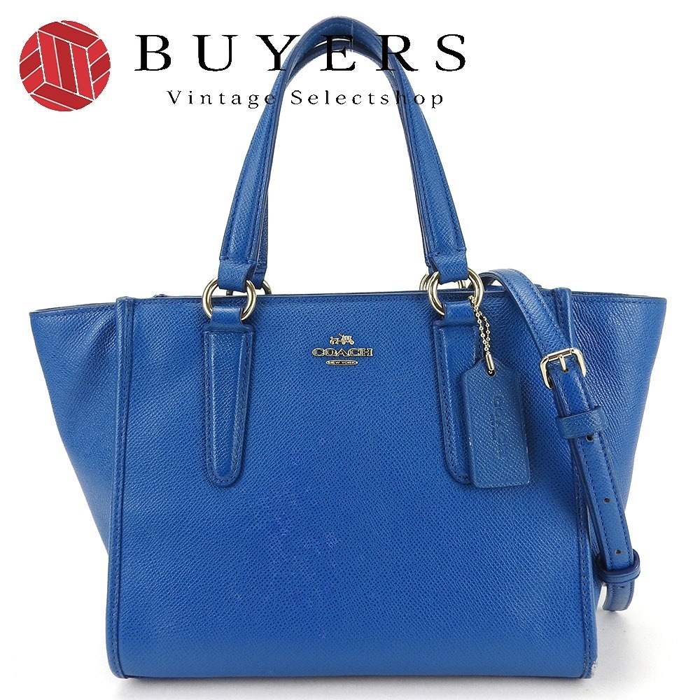 中古 ハンドバッグ ミニクロスビー キャリーオール 33996 レザー ブルー ゴールド金具 ショルダーバッグ 2WAY レディース 女性