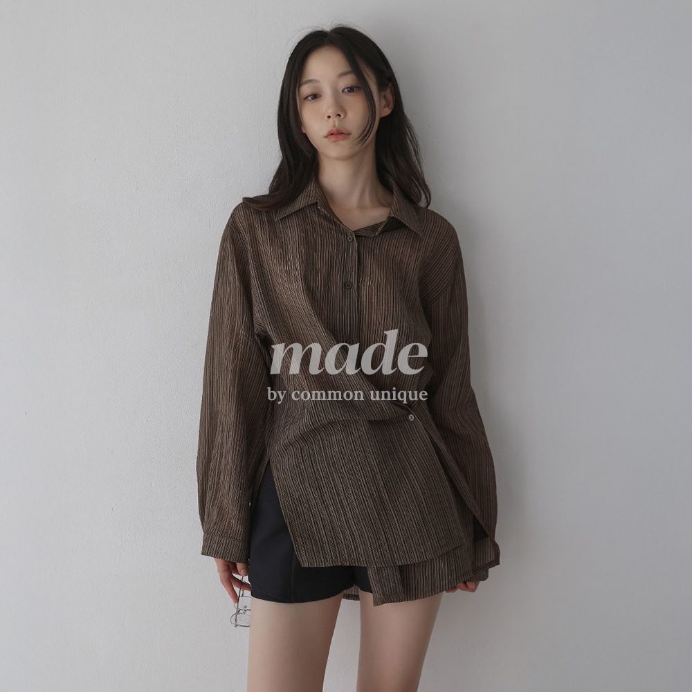 [MADE] ミルエンルージュサイドボタンストライプシャツ