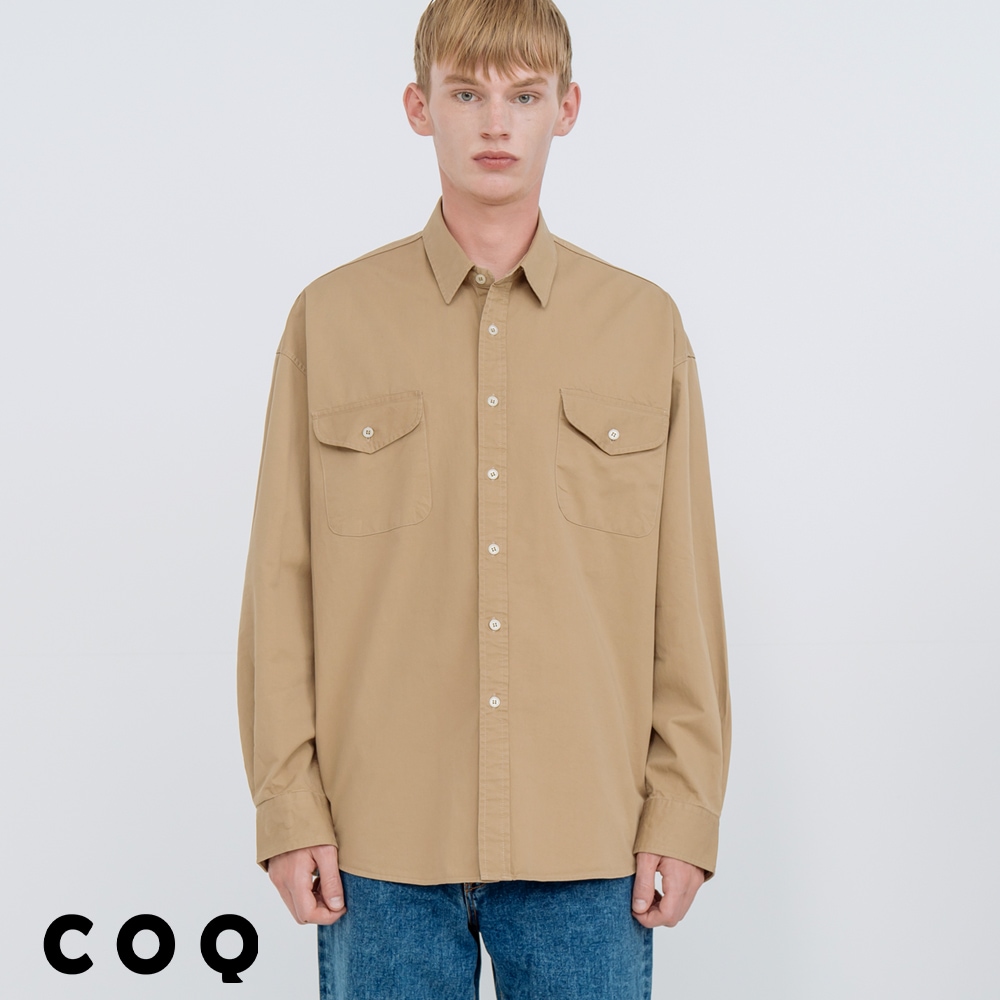 衣服ポケットシャツ_ベージュ