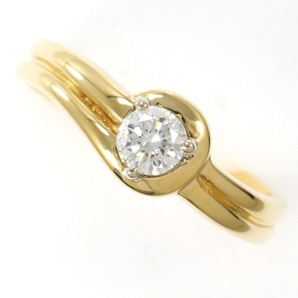 K18 18金 YG リング 指輪 12.5号 ダイヤ 0.28 SI1 鑑別書 ジュエリー 中古