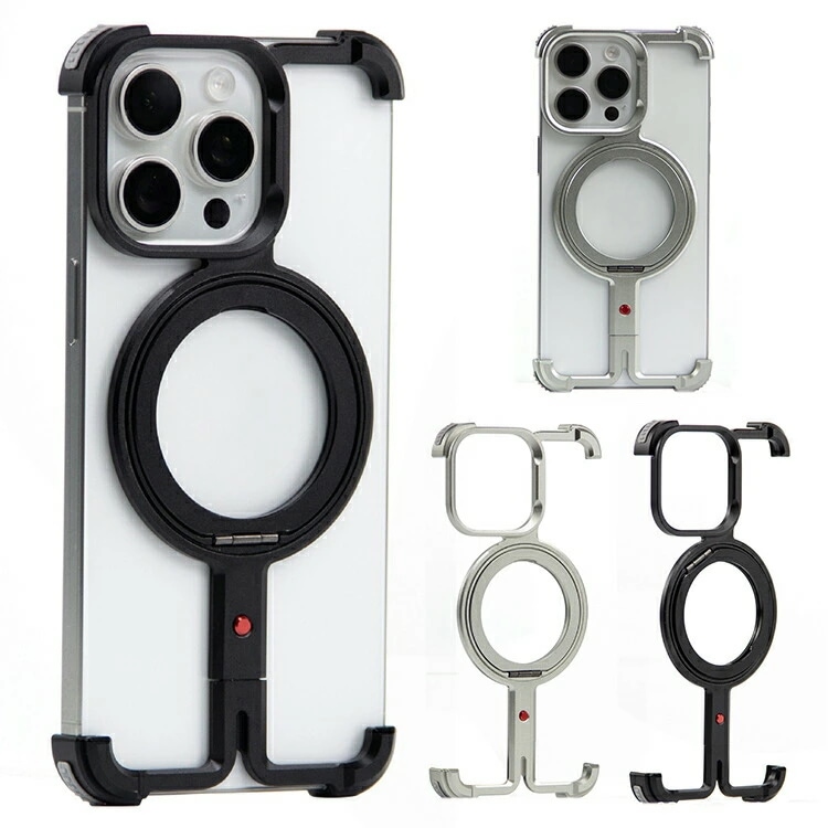 iPhone16 アルミ バンパー ケース かっこいい アルミサイドバンパー アルミバンパー リング付き 簡単装着 Apple iPhone 16 Plus/16 Pro/16 Pro Max アイ