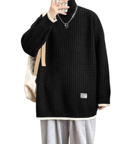 [wechose] セーター メンズ タートルネック おしゃれ ニットセーター 大きい サイズ ゆったり ハイネック セーター カジュアル プルオーバー トップス シンプル オシャレ 厚手 防寒 暖か