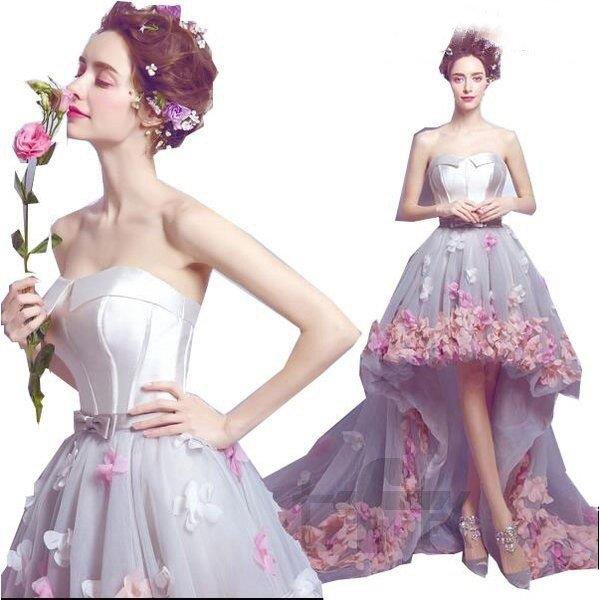 激安人気新品 花びらミニロング丈ウエディングドレス天使風ボリュームトレーンカラードレス花嫁ブライドドレスパーティー ドレス サイズ S Www Shred360 Com