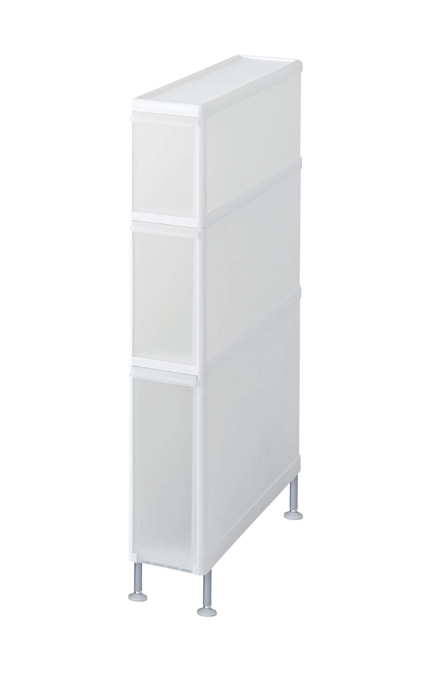 全国送料無料 ライクイット (likeーit) ランドリー収納 すき間 引出し スーパースリム 3段 (着脱式アジャスター付) 約幅15.5×奥46.5×高82cm ホワイト 日本製 FTSー111A