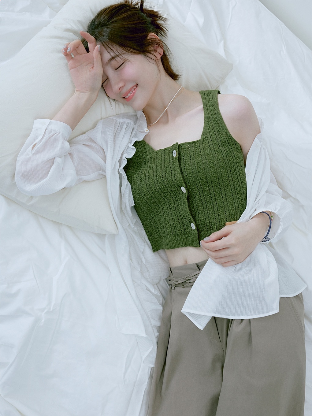 ボタンアップニット ビスチェ