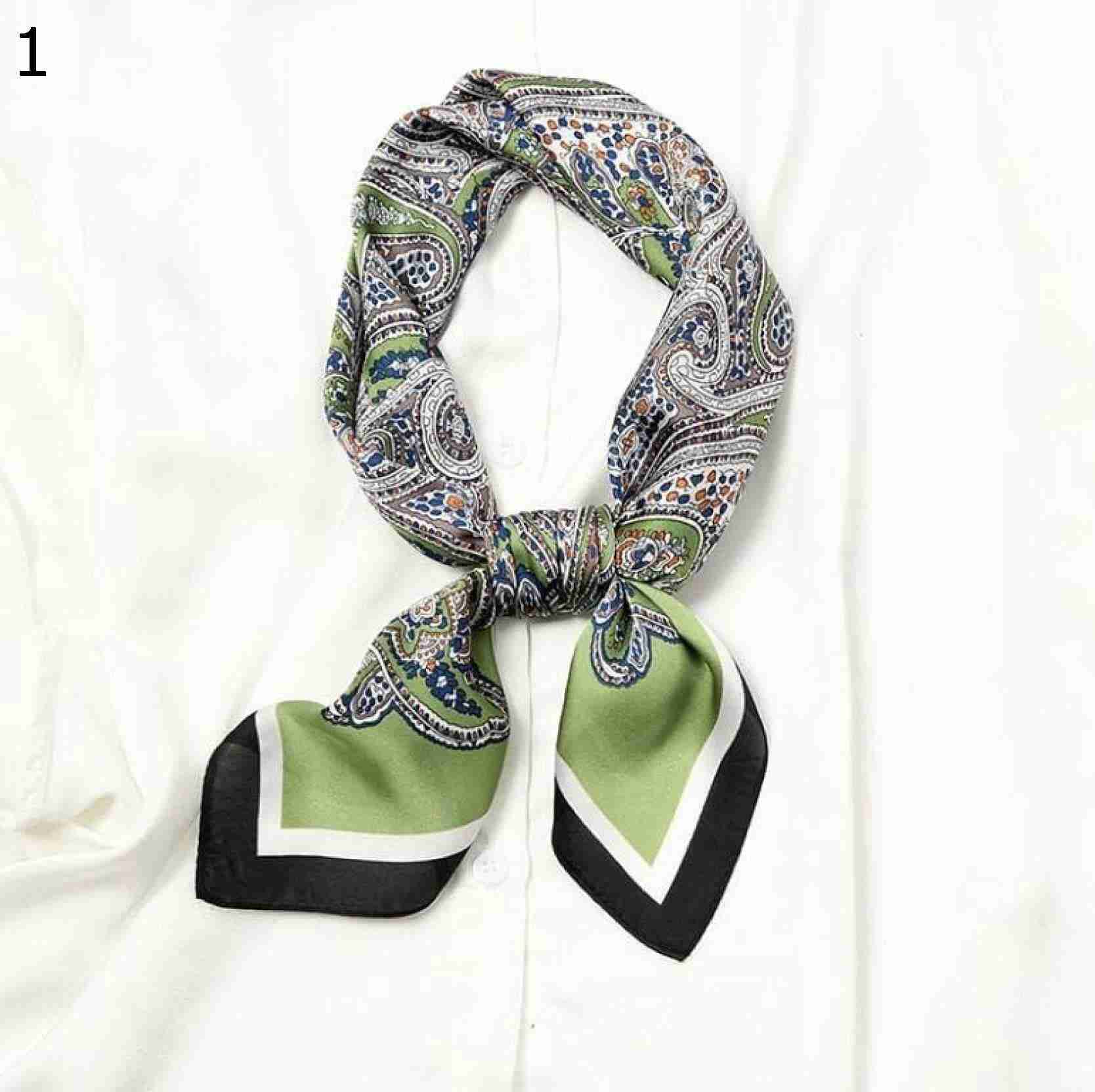 【20%OFFクーポン～】70×70cm レディース ポリエステル スカーフ パターン プリント サテン スモール スクエア ラップ スカーフ 多機能 ショール (Color : 70x70cm)