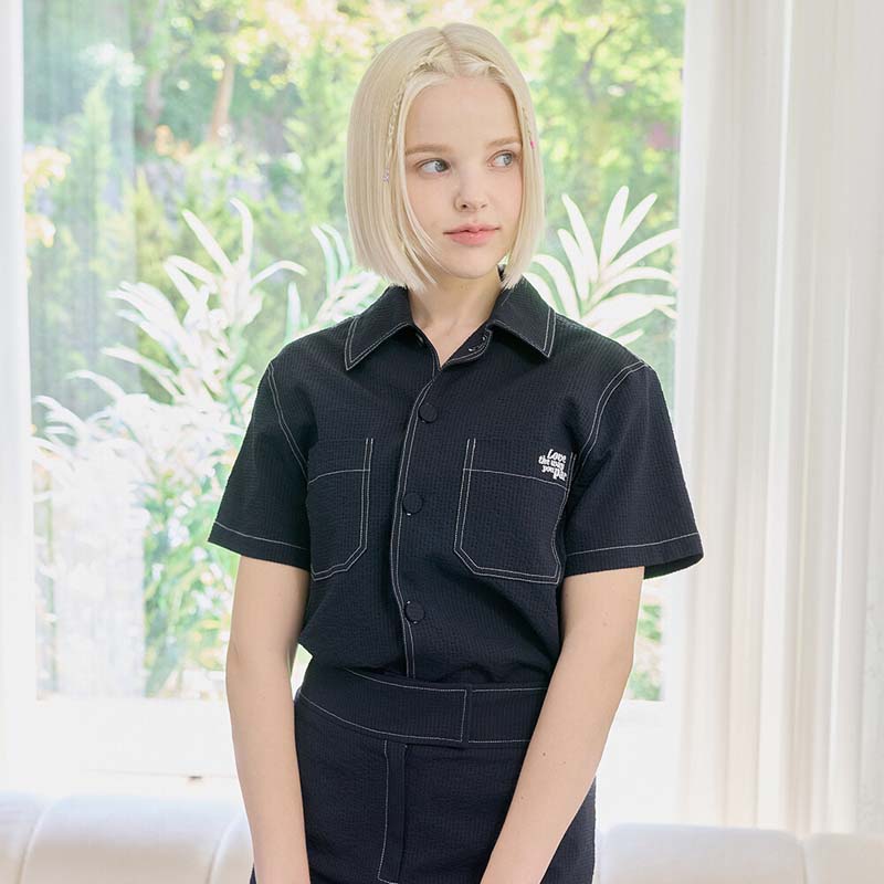 SEERSUCKER SHIRT+SKIRT SET-UP_Navy