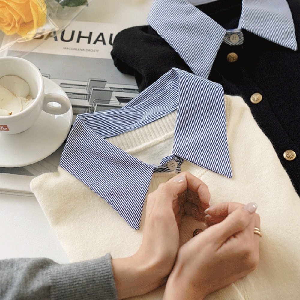 クリック＆ファニーカレンダーシャツカラーカーディガン