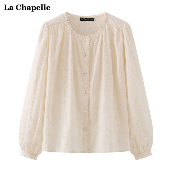 La Chapelle 春 ラウンドネック 刺繍 カジュアルシャツ 5,014円