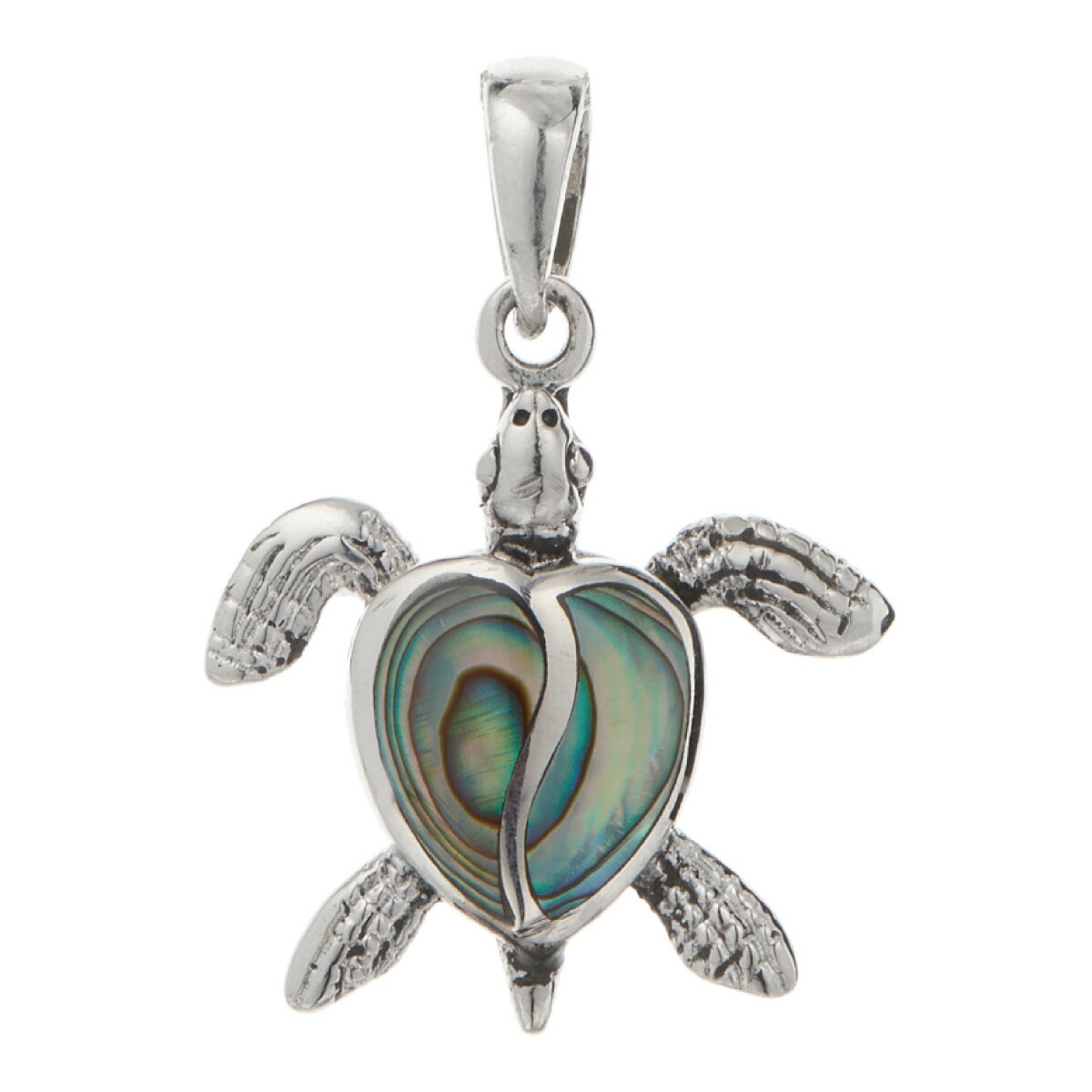 ペンダントトップ シルバー925 シェル 黒蝶貝 ウミガメ 海ガメ ハート型の甲羅 Lサイズ