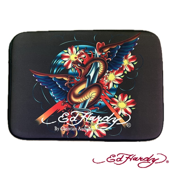 【訳あり・アウトレット】Ed Hardy エドハーディー ソフト ラップ トップ スリーブ ケース COBRA ブラック PC ノート パソコン 小物 雑貨 インポート ファッション ブランド アメカ