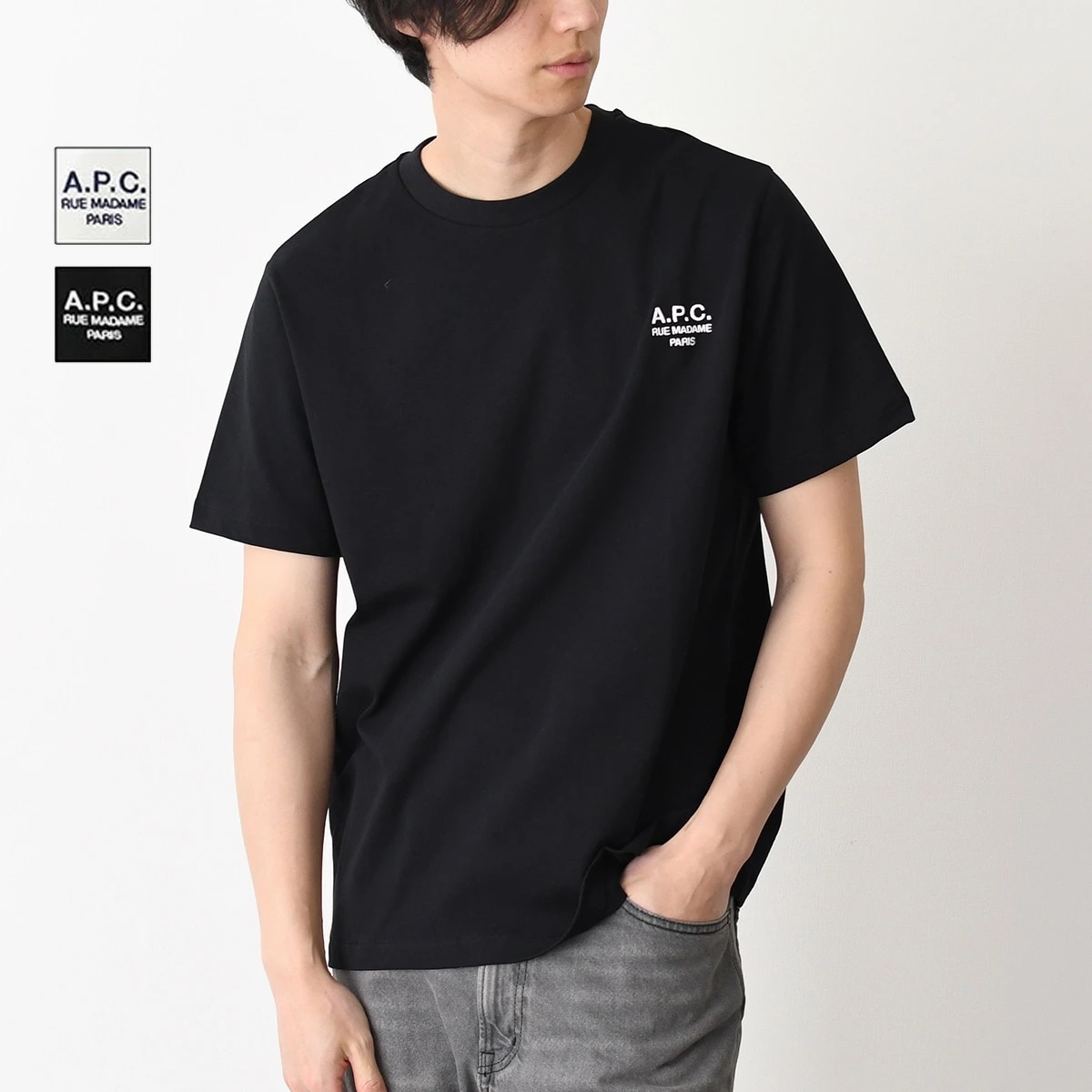 Tシャツ Raymond COHBU M26388 ロゴT トップス メンズ ユニセックス ブラック ホワイト クルーネック クラシックカット 厚手 コットン