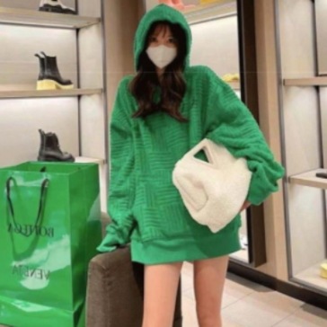 タオル生地パーカー トップス フーディー カジュアル グリーン 緑 レギュラー丈 袖あり 長袖