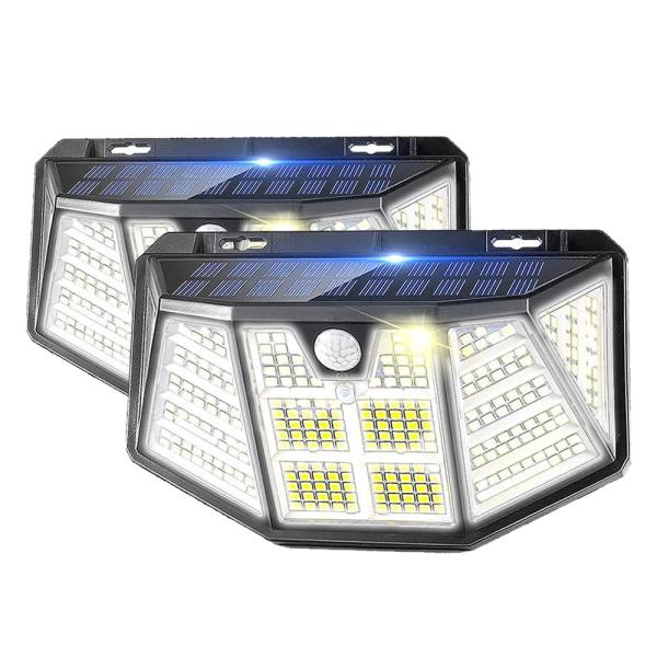4個セット 310LED搭載 5面式 ソーラーライト 人感 光センサー 防水 屋外 センサーライト 照明 ガーデン 庭 玄関 FIVESHINER