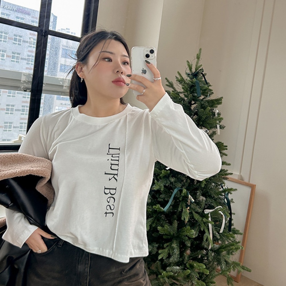 (JSTYLEのイーブレット) イーブレットランエンティピーチ起毛レタリングTシャツ JSTYLE