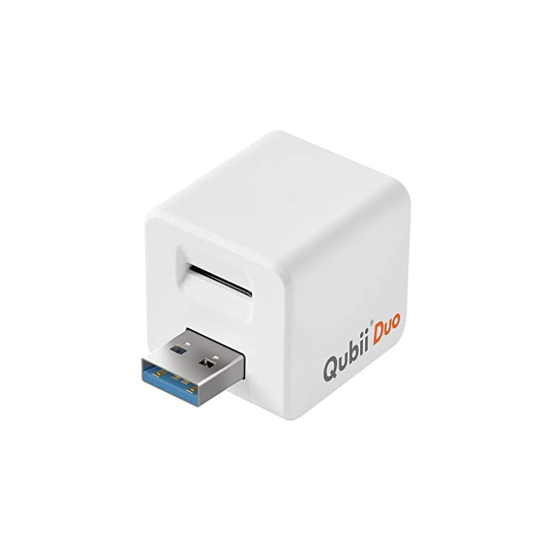 Maktar Qubii Duo USB Type A ホワイト 充電しながら自動バックアップ SDロック機能搭載 iphone バックアップ usbメモリ ipad 容量不足解消 写真 動画 音楽