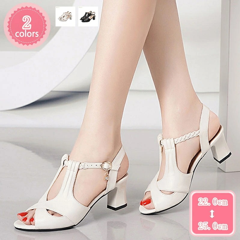 777円OFFクーポン サンダル パンプス レディース ラウンドトゥ 美脚 ヒール 厚底 大きいサイズ 小さいサイズ 歩きやすい ストラップ バックストラップ バックバンド パンプス 本革 レザー オ