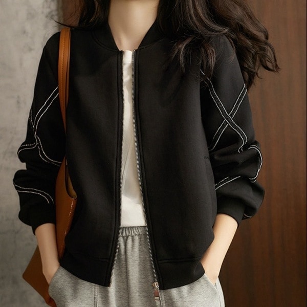 【人気集中アイテム】 カジュアル ラウンドネック ジッパー 長袖 ジャケット 4,914円
